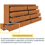 Cômoda 8 Gavetas Orgânica Luna 100% MDF 158cm Yescasa Marrom/Cinamomo