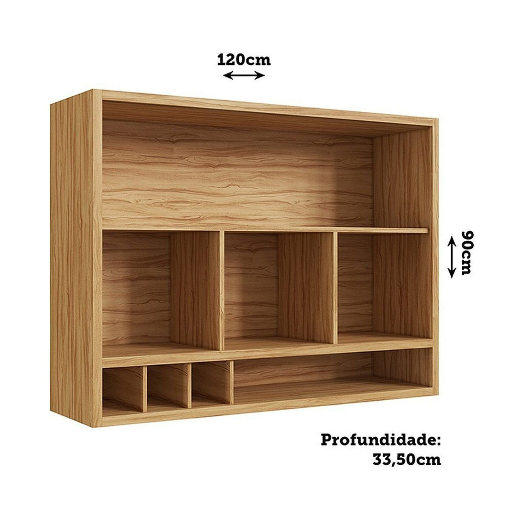 Armário Aéreo 2 Portas 120cm Vicenza Espresso Móveis Cinza/Amêndoa/Chumbo