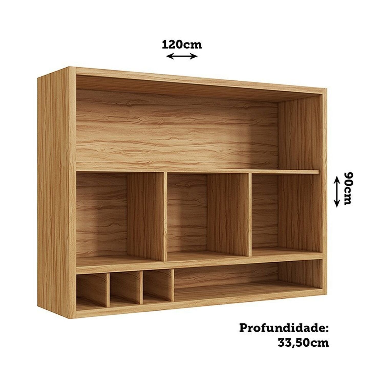 Armário Aéreo 2 Portas 120cm Vicenza Espresso Móveis Cinza/Amêndoa/Chumbo