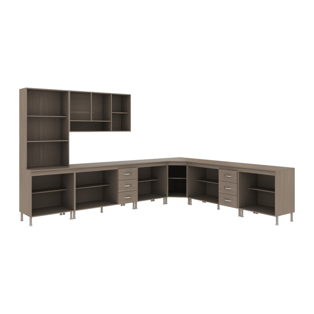 Armário de Cozinha Modulada Completa Fidelitá Paris 7 Peças 600cm 16 Portas 6 Gavetas com Tampo