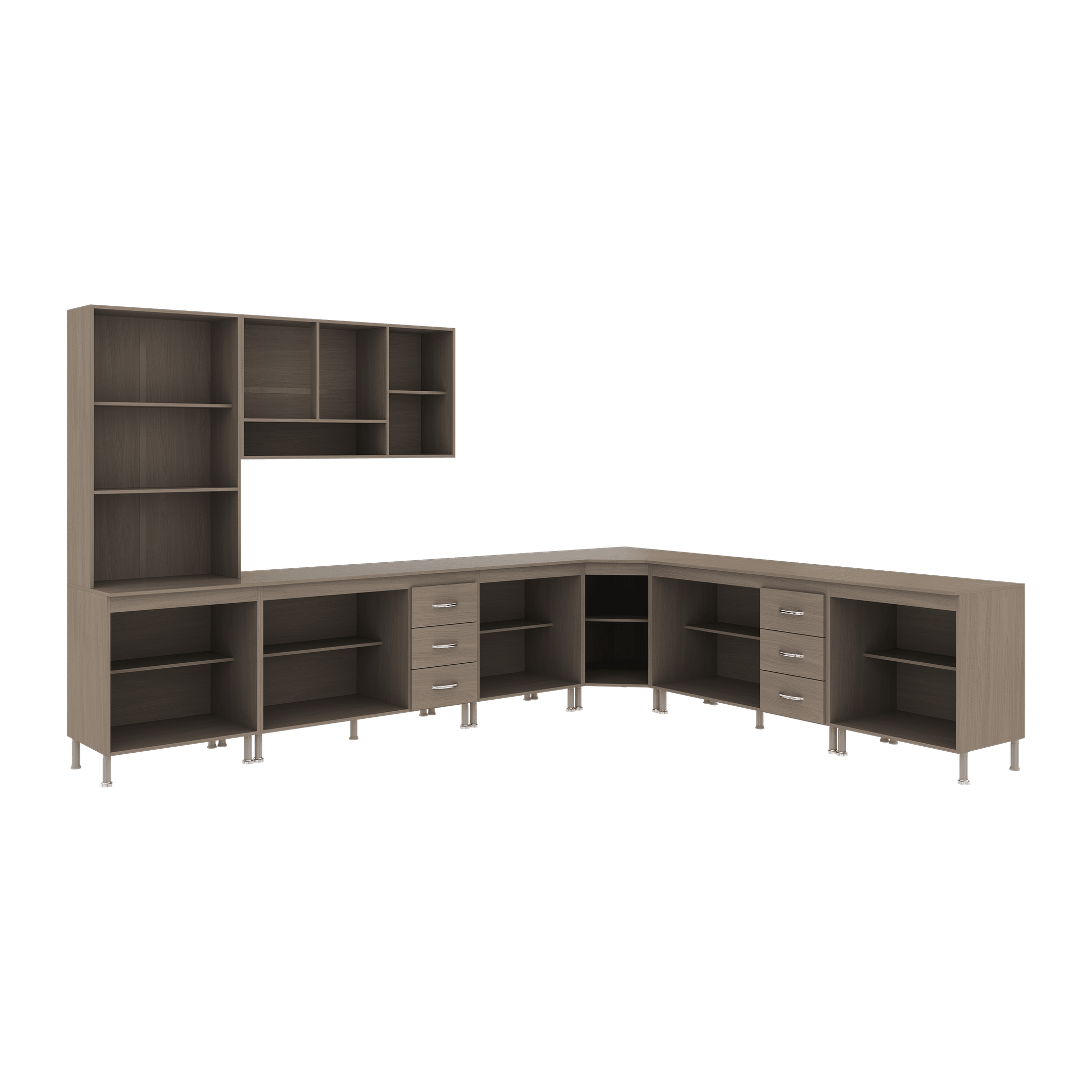 Armário de Cozinha Modulada Completa Fidelitá Paris 7 Peças 600cm 16 Portas 6 Gavetas com Tampo