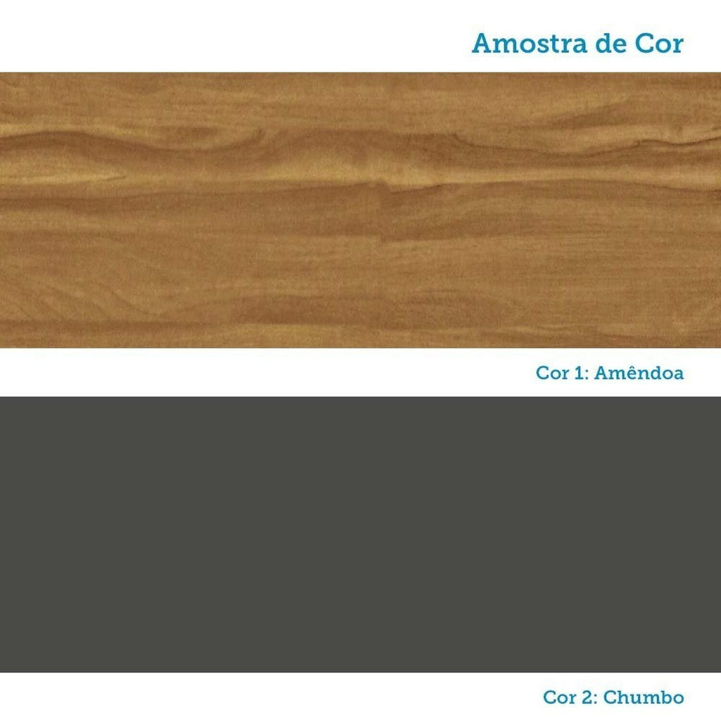 Balcão de Cozinha 2 Portas Basculantes 3 Gavetas com Tampo 120cm Vicenza Espresso Móveis Cinza/Amêndoa/Chumbo