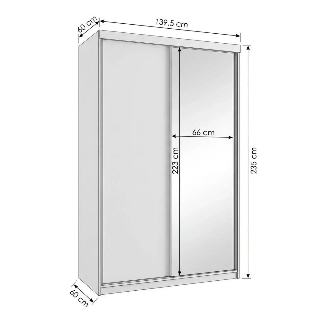 Guarda-Roupa Solteiro 2 Portas 1 Espelho 100% MDF Geneve RR Móveis Branco