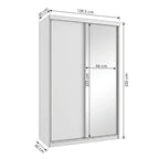 Guarda-Roupa Solteiro 2 Portas 1 Espelho 100% MDF Geneve RR Móveis Branco