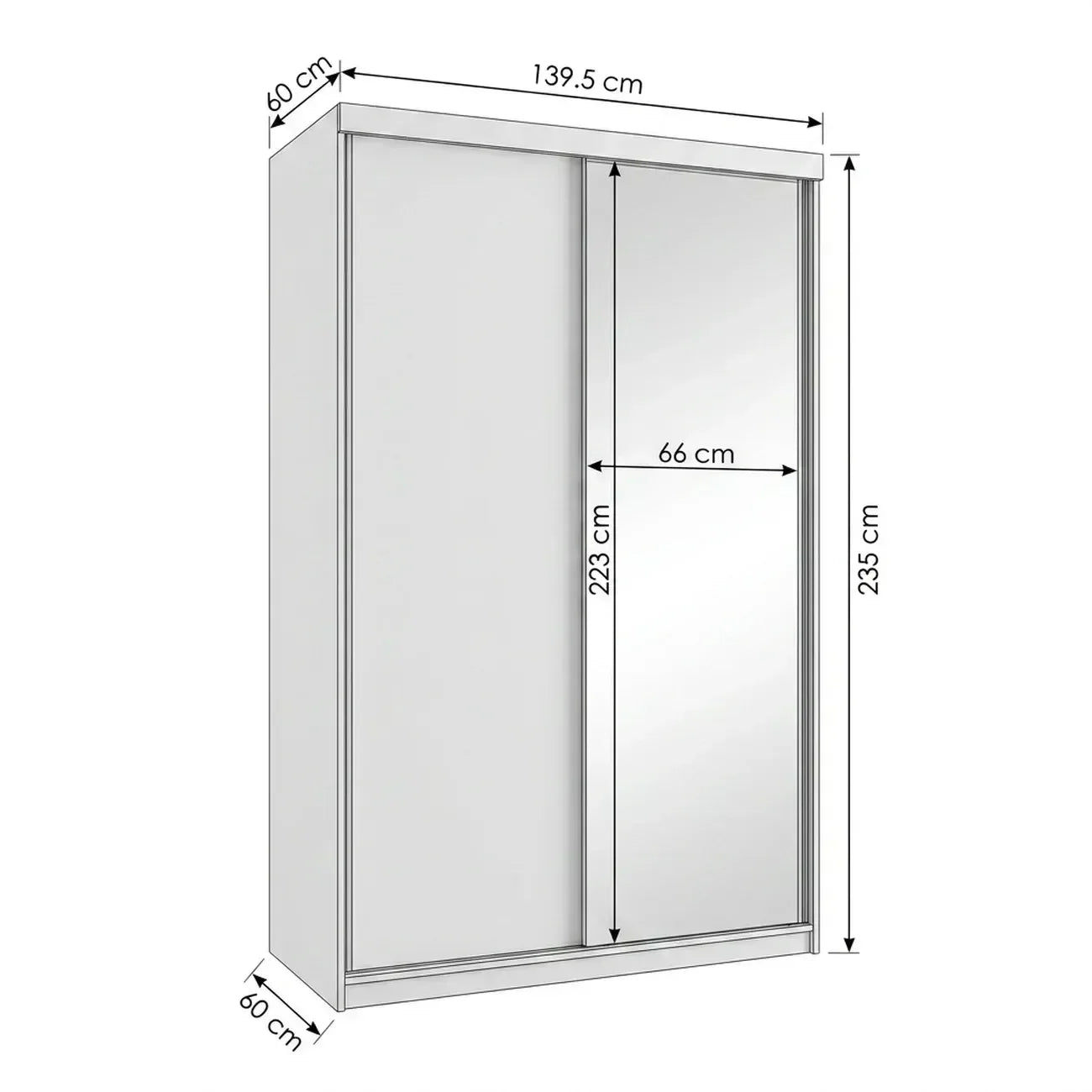 Guarda-Roupa Solteiro 2 Portas 1 Espelho 100% MDF Geneve RR Móveis Branco