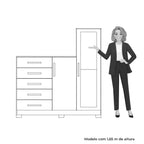 Cômoda para Quarto 5 Gavetas 2 Portas com Espelho New Master Albatroz Móveis Branco