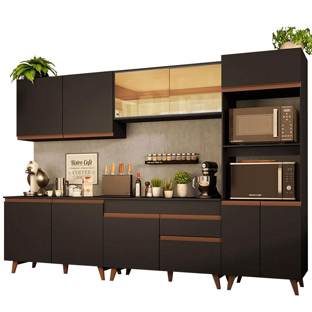 Armário de Cozinha Completa 310cm Reims Madesa GRRM3100018N Preto