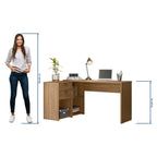 Escrivaninha Mesa Escritório em L Office Nt 2060 2 Gavetas 3 Nichos 148,6cm Notável Móveis Freijó Trend Marrom