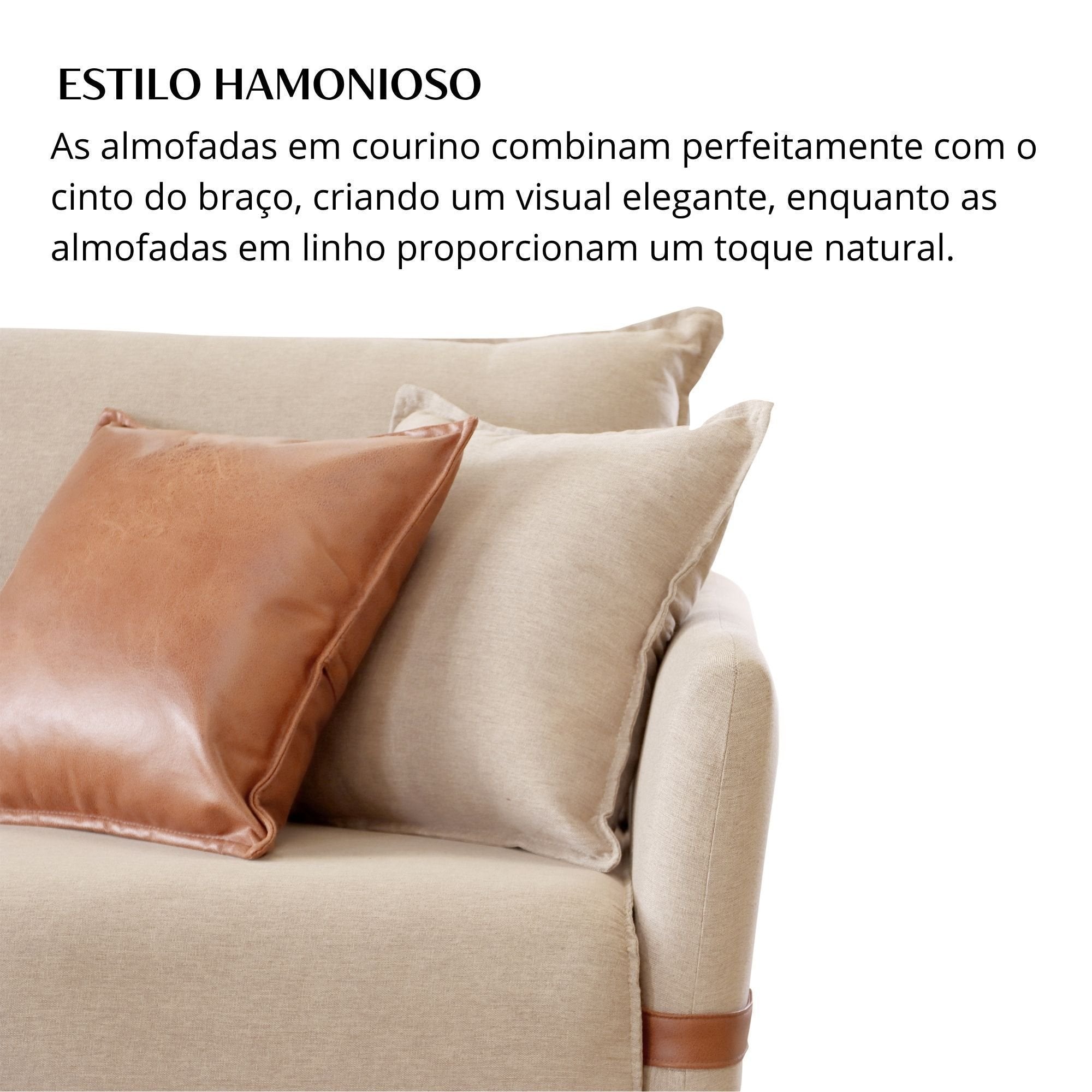 Sofá Living Canela 4 Lugares 265 cm Linho Lufer Estofados