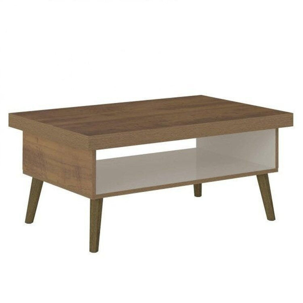Conjunto 3 Peças Sala de Estar Mesa de Centro Lucca Buffet Oásis Rack Lumina Pinho/Off White Artely