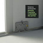 Guarda-Roupa Casal 100% MDF Madesa Zurique 3 Portas de Correr com Espelho