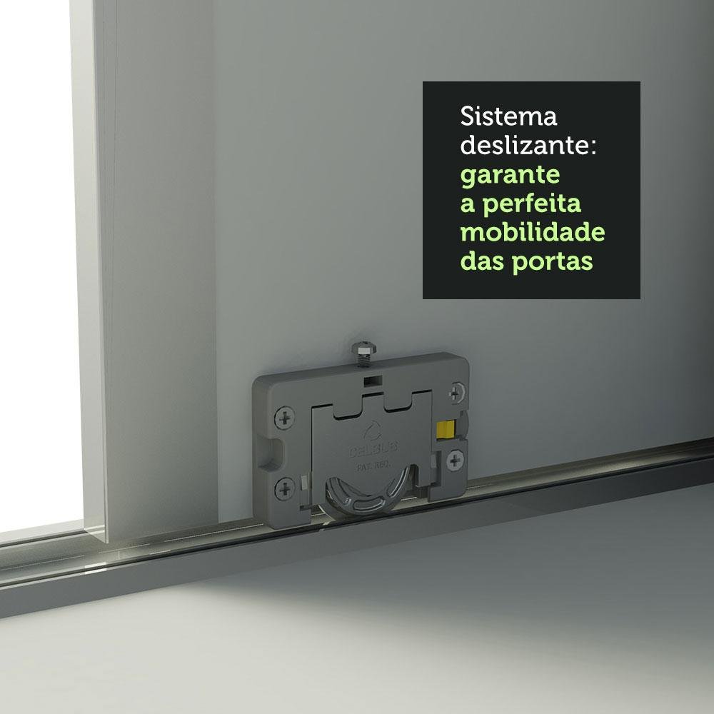 Guarda-Roupa Casal 100% MDF Madesa Zurique 3 Portas de Correr com Espelho