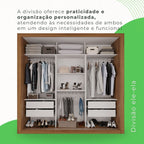 Guarda-Roupa Casal 3 Portas com Espelho 4 Gavetas Costa Rica Cinamomo Off-White Sallêto Móveis