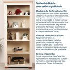 Conjunto Sala de Estar 2 Peças com Rack e Estante Ananda CabeCasa MadeiraOriginals Branco Off White/Mel