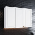 Armário Aéreo 3 Portas 120cm Emily Espresso Móveis Branco/HP