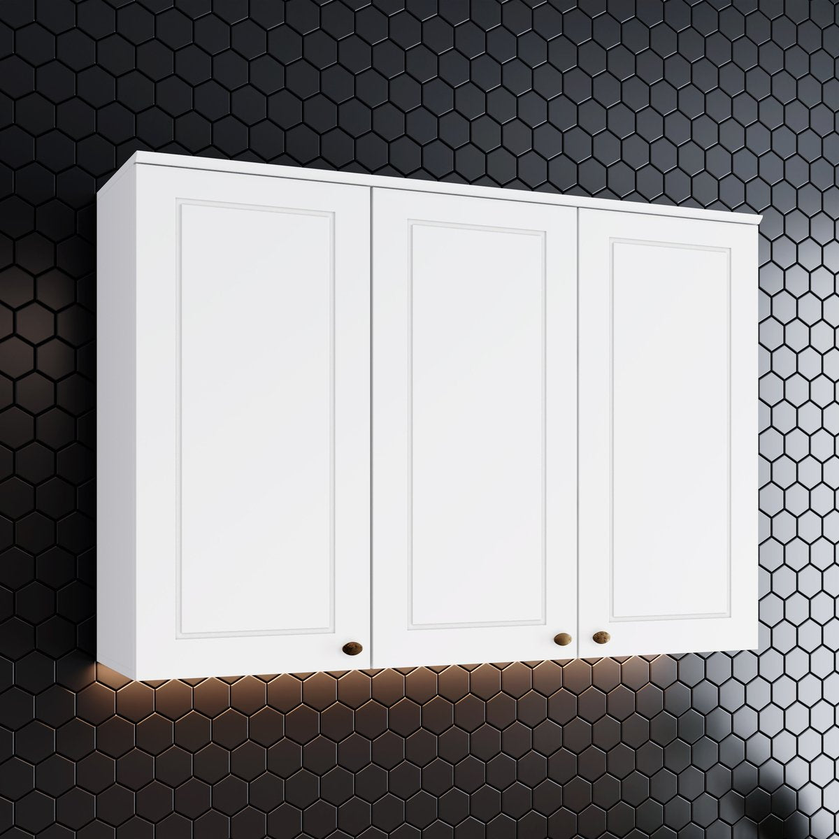 Armário Aéreo 3 Portas 120cm Emily Espresso Móveis Branco/HP