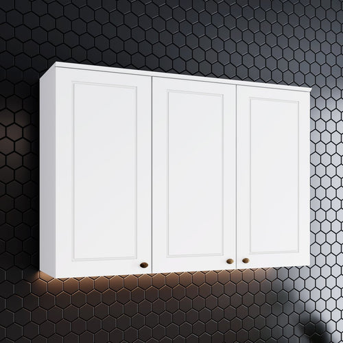 Armário Aéreo 3 Portas 120cm Emily Espresso Móveis Branco/HP