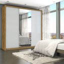 Guarda-Roupa Casal 4 Espelhos 3 Portas de Correr 4 Gavetas Max Plus Espresso Móveis Branco