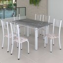 Conjunto Sala de Jantar Mesa Tampo de Granito com 6 Cadeiras Topázio Sara Yescasa