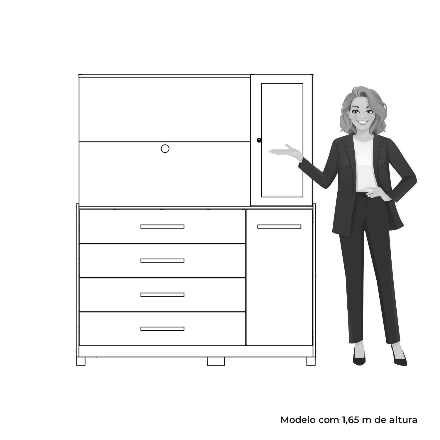 Cômoda com Painel TV 43" 4 Gavetas 2 Portas e Espelho Dunas Espresso Móveis Marrom/Cinamomo/Off White