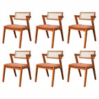 Kit 6 Cadeiras de Jantar Verona Madeira Maciça Rattan Natural Estofada Espresso Móveis