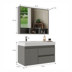 Conjunto de Banheiro Belizze Orla 80cm Cuba e Espelheira Cimento Cinza