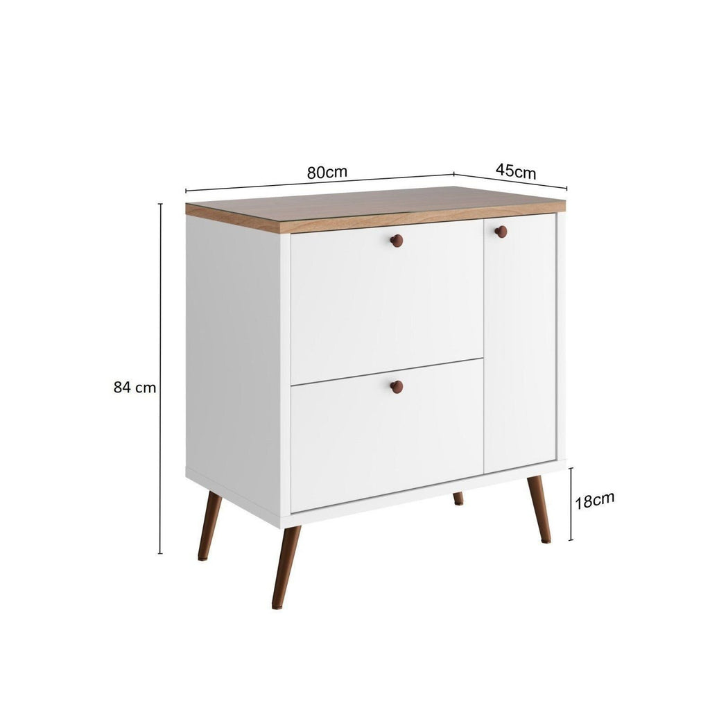 Conjunto para Banheiro Gabinete com Pés Cuba e Espelheira Madri Móveis Bosi 80cm Branco/Tauari