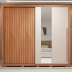 Guarda-Roupa Casal 2 Portas de Correr Ripado com Espelho Suburban Espresso Móveis MDP/MDF Freijó/Off White