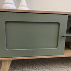 Kit 3 Peças Sala de Estar Charlotte Rack para TV Até 75 Polegadas Mesa de Centro e Apoio Espresso Móveis Carvalho/Menta