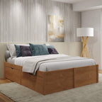 Cama Queen 4 Gavetas Madeira Maciça Beauty Espresso Móveis Marrom/Amêndoa