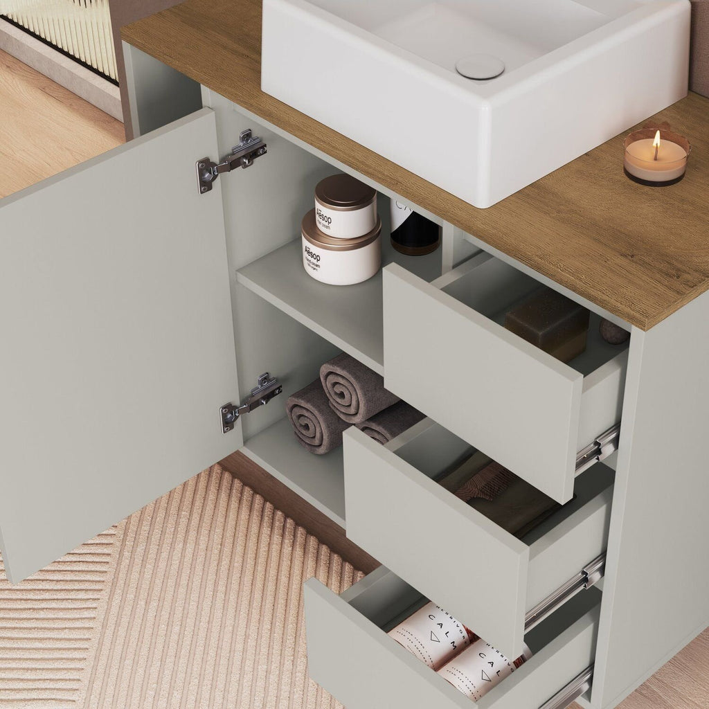 Conjunto para Banheiro Modulado 168cm com 4 Peças Gabinete Suspenso com Cuba Belagavi Art in Móveis Arenas