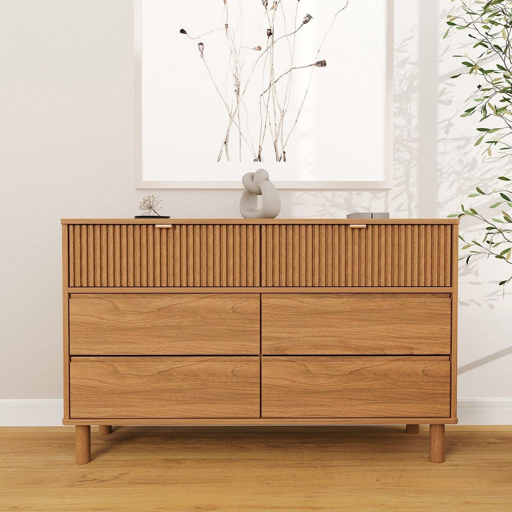 Cômoda 6 Gavetas Oiti Madeira Maciça Pinus 132,8cm CabeCasa MadeiraOriginals Marrom