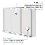 Guarda-Roupa Casal 3 Portas de Correr 6 Gavetas 270cm Spazio Yescasa 100% MDF Branco