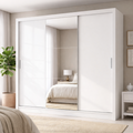Guarda-Roupa Casal 3 Portas de Correr 4 Gavetas Plata Demóbile MDP Branco
