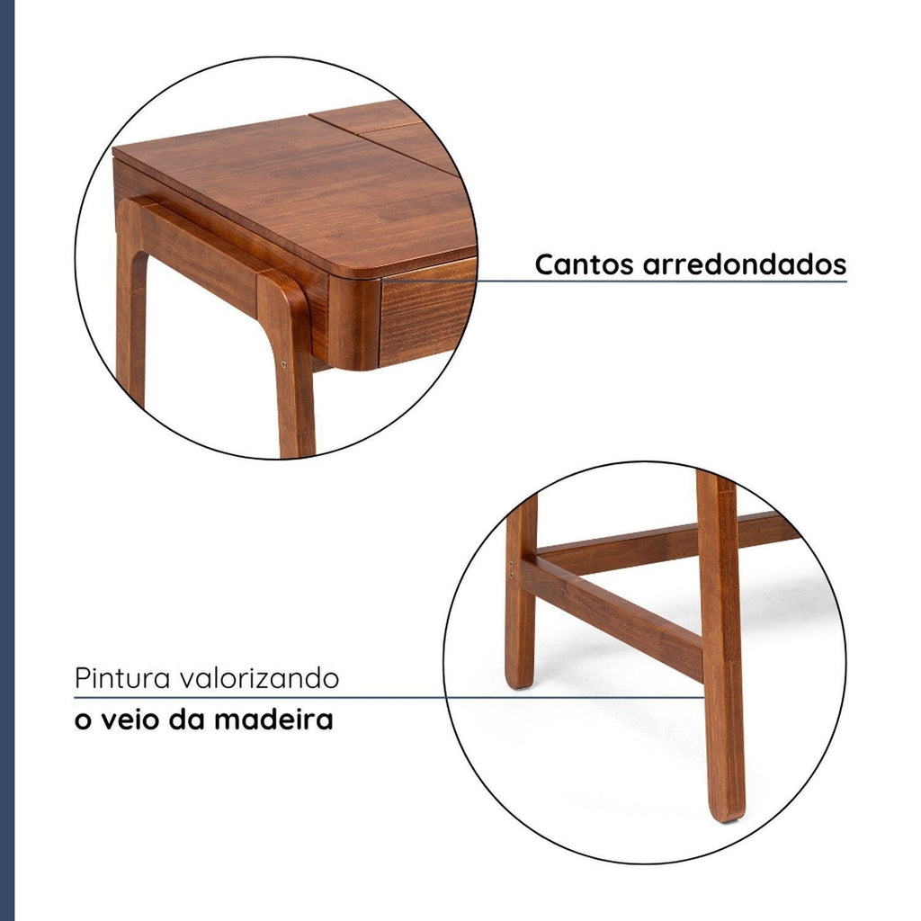 Escrivaninha Mesa Escritório Madeira Maciça 125,6cm Aura Yescasa Marrom/Garapa