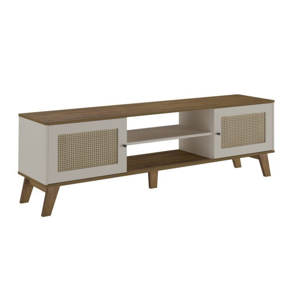 Conjunto Sala de Estar 3 Peças Rack para TV até 75 Polegadas Buffet Memphis Mesa Centro Saara Espresso Móveis Bege