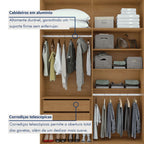 Guarda-Roupa Solteiro 4 Portas 2 Gavetas Alonzo Móveis Lopas 100% MDF Marrom Amêndoa Clean/Branco
