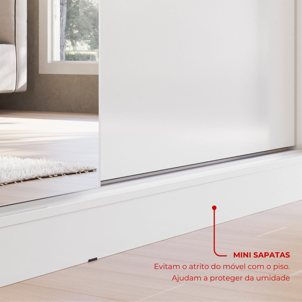 Guarda-Roupa Casal 2 Portas de Correr 4 Gavetas London Demóbile 100% MDF Branco/Amêndola