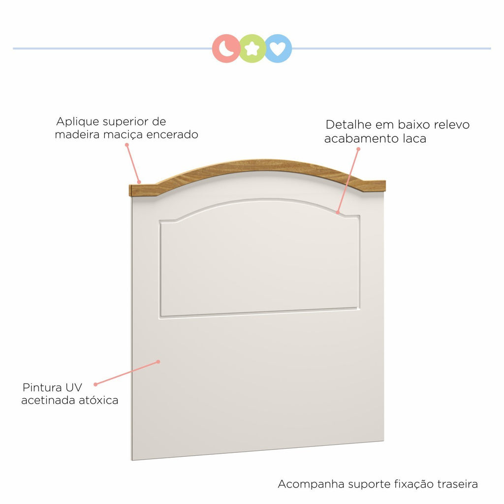 Quarto Infantil Completo Guarda-Roupa Mesa de Cabeceira Cabeceira Solteiro Escrivaninha Smile Serpil Baby Bege/Creme/Carvalho