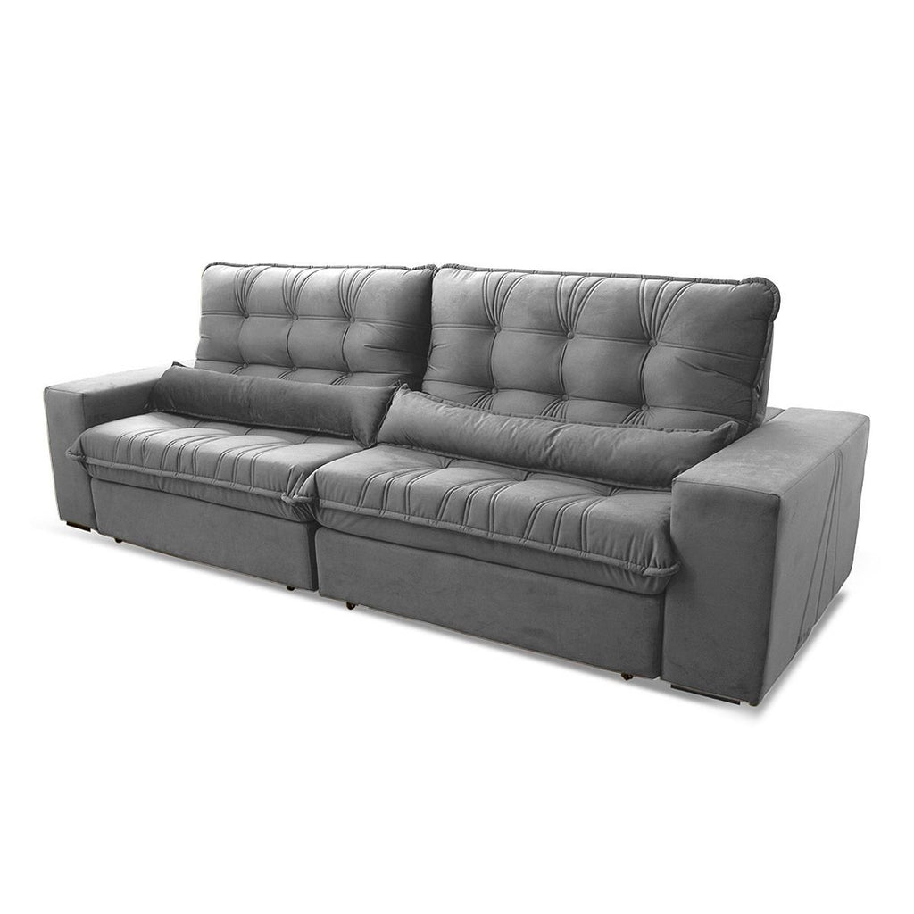 Sofá Retrátil e Reclinável Zurique 2,50m Suede Velut com Molas no Assento King House