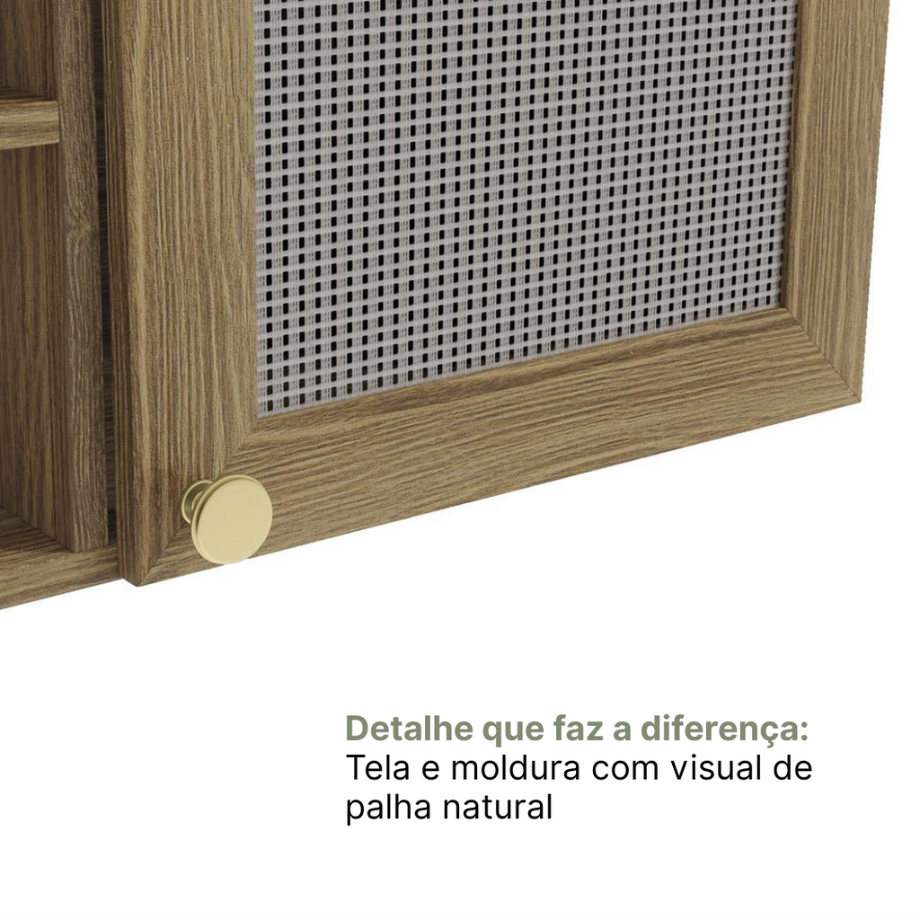 Cozinha Completa Botanic Kappesberg 7 Peças Torre Quente Paneleiro Balcão Nogueira/Verde Oliva 410x222x52cm
