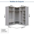 Guarda-Roupa Modulado de Canto 3 Peças 6 Portas Jade CabeCasa MadeiraOriginals