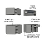 Armário de Cozinha Completa 240cm Suspenso Nice Madesa 05 Cinza