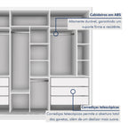 Guarda-Roupa Casal 3 Portas 6 Gavetas com Espelho Premium Lux Yescasa Branco