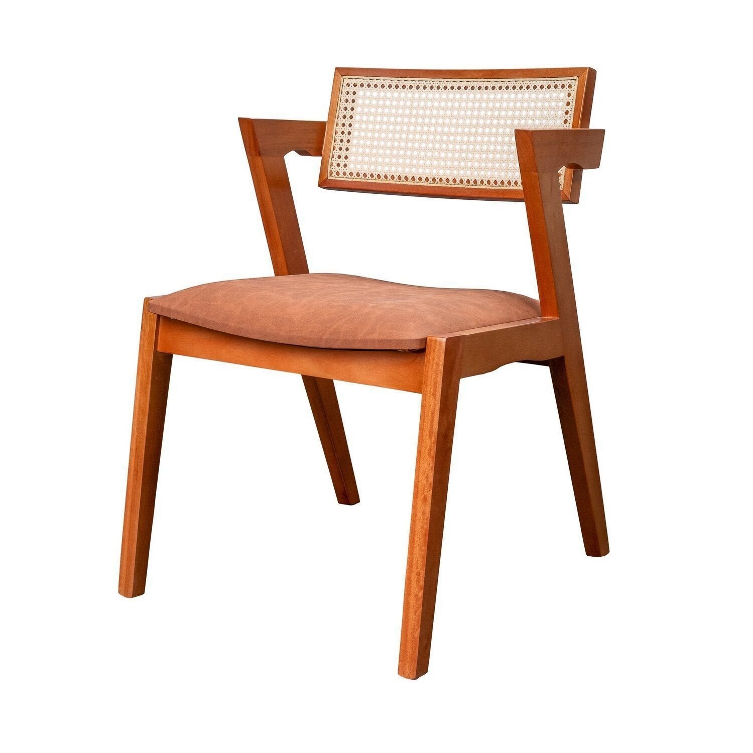Kit 6 Cadeiras de Jantar Verona Madeira Maciça Rattan Natural Estofada Espresso Móveis