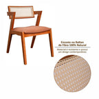 Kit 6 Cadeiras de Jantar Verona Madeira Maciça Rattan Natural Estofada Espresso Móveis