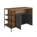 Mesa Bancada Gourmet Estilo Industrial 131cm com Armário 2 Portas Placa e Ponto Marrom/Preto/Mel/Grafite