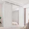 Guarda-Roupa Casal 3 Portas com Espelho 4 Gavetas Costa Rica Sallêto Móveis MDF/MDP Cinamomo/Off-White