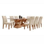 Conjunto Sala de Jantar Mesa Retangular Tampo Vidro/MDF com 8 Cadeiras Genova Smart Plus Cel Móveis