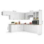 Cozinha Completa Modulada Americana 10 Peças Unna com Paneleiro Torre Quente, Nichos e Balcão com Tampo Yescasa Branco